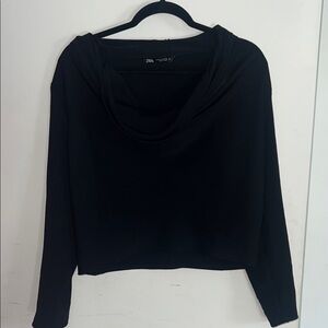 Zara Elegant Black Drape Neck Top